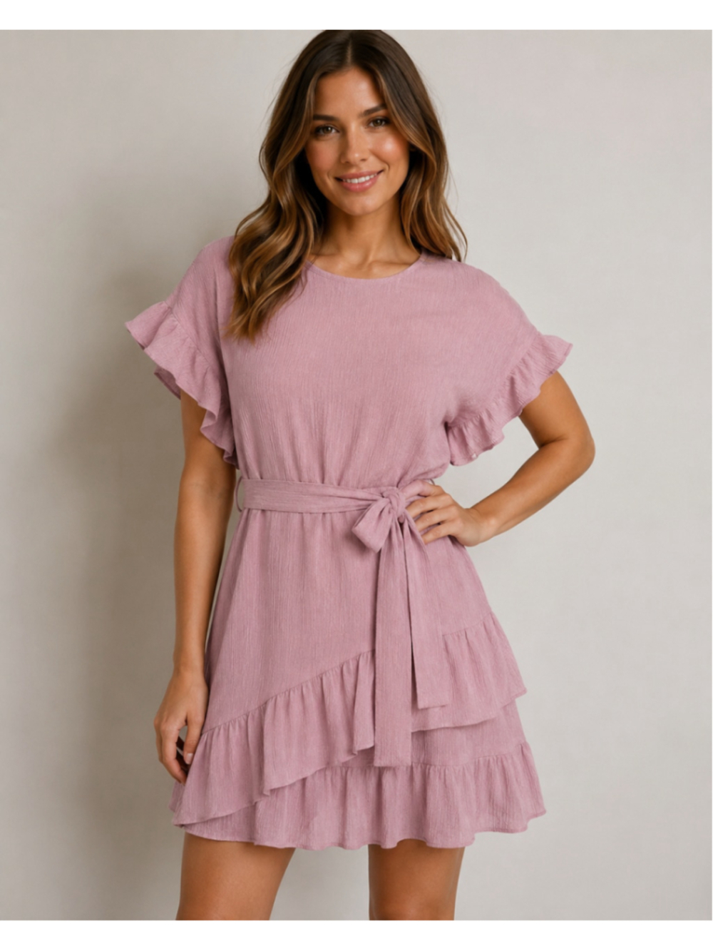 Michael Michael Kors Pink Ruffle Tie Waist Dress Size S
